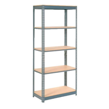 Global Industrial 5 Shelf, Boltless Shelving, Starter, 48inW x 12inD x 72inH, Wood Deck 255665